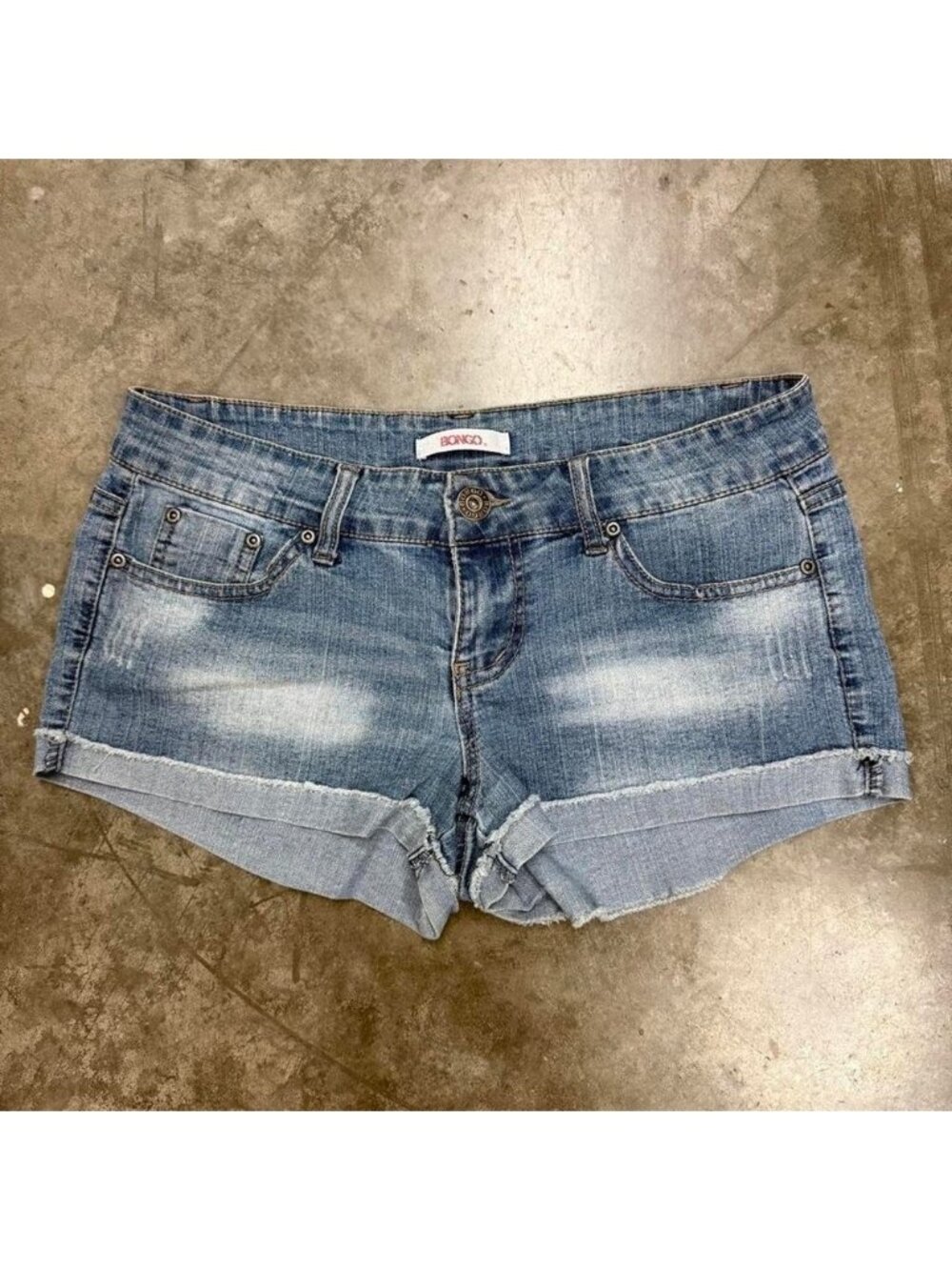 Y2K Bongo Blue Denim Distressed Micro Shorts Size 30
